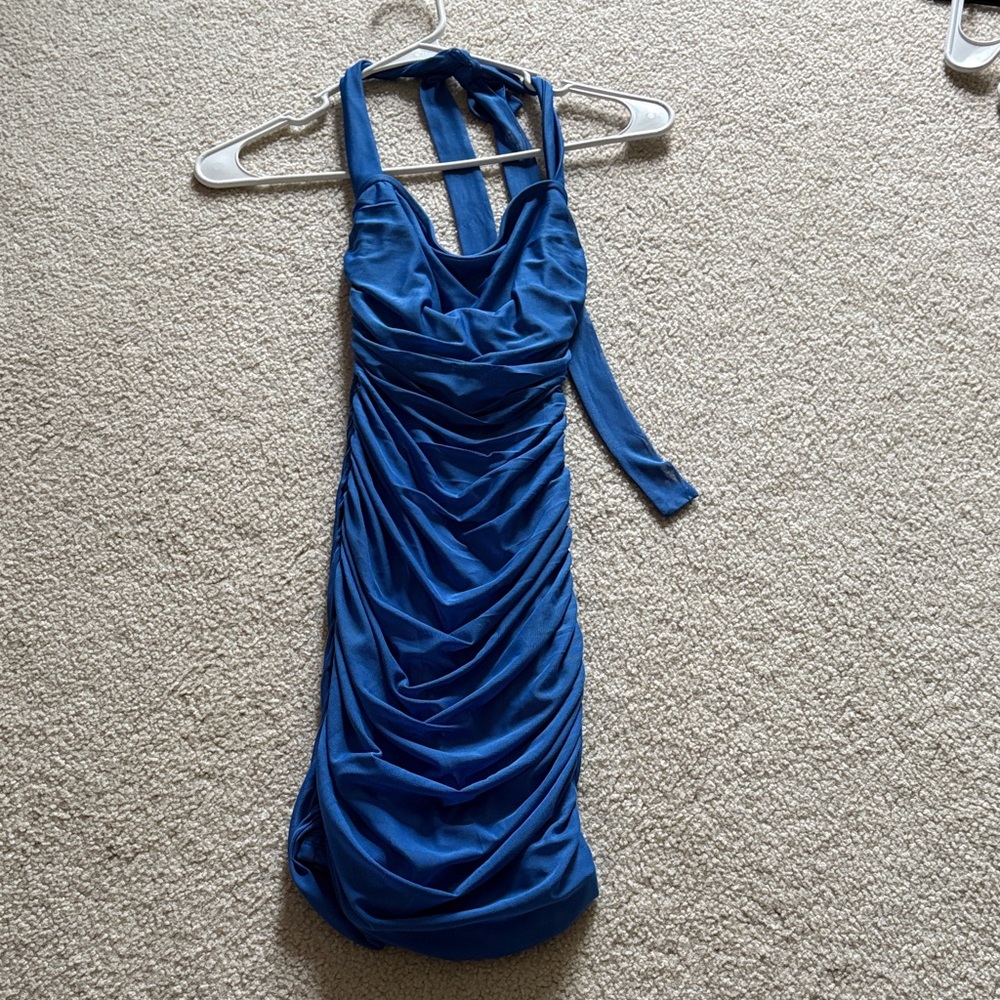 Lucy in the Sky Vibrant Blue Backless Dress